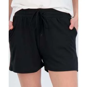 Real Essentials Women's Lounge Wear Short High Waisted Casual Sweat Shorts Pajama Summer Pockets Drawstring Workout Gym Active Athletic Yoga Running Fitness Ladies Sleep, Set 3, M, Pack of 3