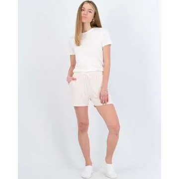 Real Essentials Women's Lounge Wear Short High Waisted Casual Sweat Shorts Pajama Summer Pockets Drawstring Workout Gym Active Athletic Yoga Running Fitness Ladies Sleep, Set 3, M, Pack of 3