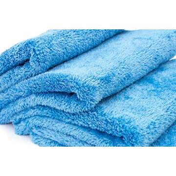 The Rag Company - Eagle Edgeless 500 (4-Pack) Professional Korean 70/30 Blend Super Plush Microfiber Detailing Towels, 500GSM, 16in x 16in, Blue