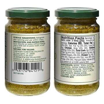 Mantova Vegan Basil Pesto, 6.7oz (Pack of 2), Product of Italy