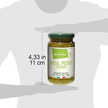 Mantova Vegan Basil Pesto, 6.7oz (Pack of 2), Product of Italy