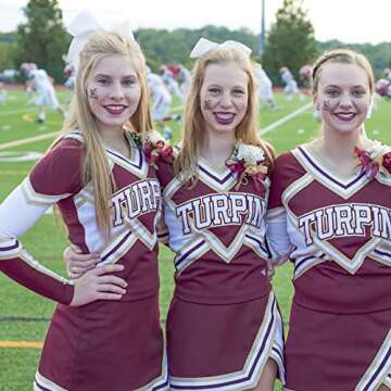 20 PCS 8 Inch Cheer Hair Bows Large Cheerleading Big Hair Bows with Ponytail Holder Hand-made Grosgrain Ribbon Hair Accessories for Teen Girls (White)