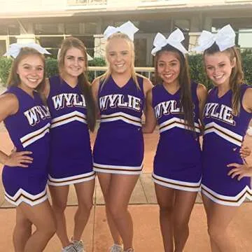 20 PCS 8 Inch Cheer Hair Bows Large Cheerleading Big Hair Bows with Ponytail Holder Hand-made Grosgrain Ribbon Hair Accessories for Teen Girls (White)