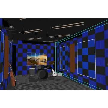 48 Pack 12 "X 12 "X1" Acoustic Panels Studio Soundproofing Foam Wedge Tiles, (24BLUE+24BLACK)