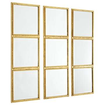 Amazon Brand – Rivet 3x3 Tile Mirror Decor, 36 Inch Height, Gold Finish