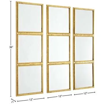 Amazon Brand – Rivet 3x3 Tile Mirror Decor, 36 Inch Height, Gold Finish