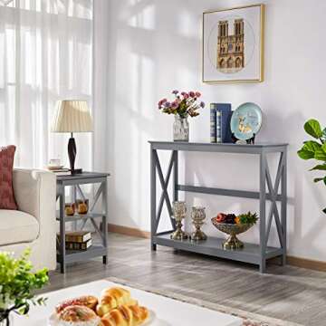 Yaheetech Console Table for Entryway, 2 Tier Narrow Sofa Table Bookshelf Accent Table w/Storage Shel...