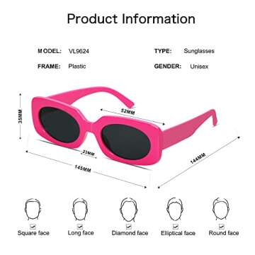 VANLINKER Rectangle Sunglasses - Retro Chic UV400 Protection