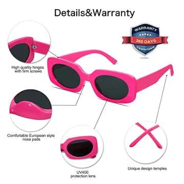 VANLINKER Rectangle Sunglasses - Retro Chic UV400 Protection