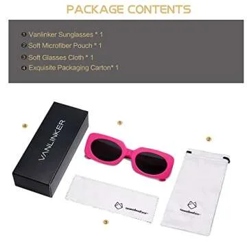 VANLINKER Rectangle Sunglasses - Retro Chic UV400 Protection