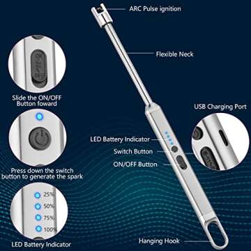 MEIRUBY Lighter Electric Candle Lighter Birthday Women's Day Gifts for Women Mom Wife Men, Long Elec...