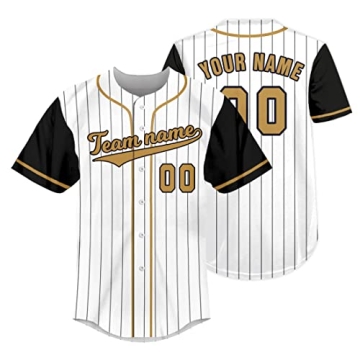 Customized Shirt Black/Gold Baseball Jersey Pinstripe Custom Shirts Design Your Own Name & Number fo...