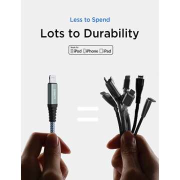 LISEN 10FT MFi iPhone Charger Cable - Durable & Fast