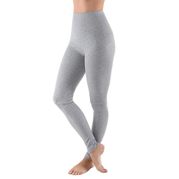 AEKO Women's Yoga Pants Soft Cotton Blend High Waist Workout Leggings (S/M USA 2-6, LHW010N-L.Gry)