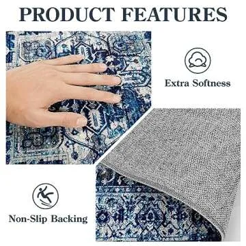 Lahome Boho Washable Rug - Non-Slip Carpet for Home