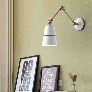 TopDeng Swing arm Adjustable Wall lamp, E12 Wall Sconce Modern Wall Light Bedroom Living Room Study Room Indoor 13x18x25cm-White