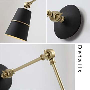 TopDeng Swing arm Adjustable Wall lamp, E12 Wall Sconce Modern Wall Light Bedroom Living Room Study Room Indoor 13x18x25cm-White