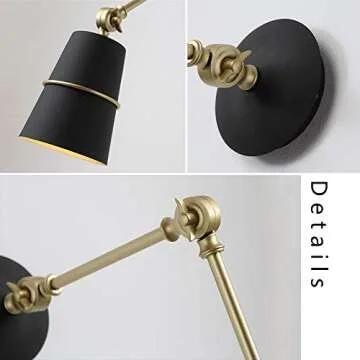 TopDeng Swing arm Adjustable Wall lamp, E12 Wall Sconce Modern Wall Light Bedroom Living Room Study Room Indoor 13x18x25cm-White