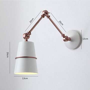 TopDeng Swing arm Adjustable Wall lamp, E12 Wall Sconce Modern Wall Light Bedroom Living Room Study Room Indoor 13x18x25cm-White