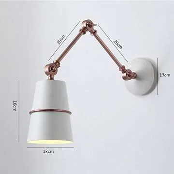 TopDeng Swing arm Adjustable Wall lamp, E12 Wall Sconce Modern Wall Light Bedroom Living Room Study Room Indoor 13x18x25cm-White