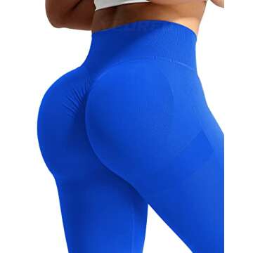 YEOREO Scrunch Butt Lift Leggings for Women Workout Yoga Pants Ruched Booty High Waist Seamless Leggings Compression Tights Royal Blue S