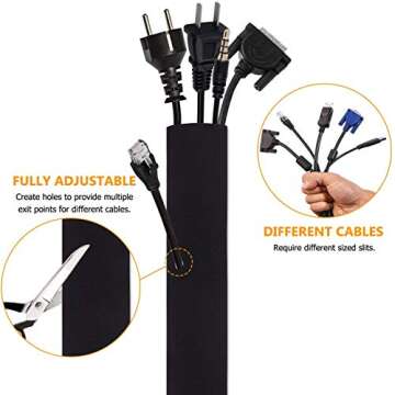Bestfy Cord Organizer System Cable Management Sleeve, 19.5 inch, Wire Cover with Zipper, Cable Wrap,...