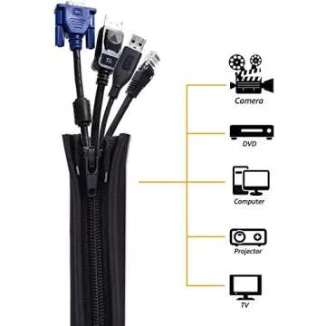 Bestfy Cord Organizer System Cable Management Sleeve, 19.5 inch, Wire Cover with Zipper, Cable Wrap, Cord Sleeves for TV, Computer, Office, Home Entertainment, 4 Pack