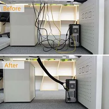 Bestfy Cord Organizer System Cable Management Sleeve, 19.5 inch, Wire Cover with Zipper, Cable Wrap, Cord Sleeves for TV, Computer, Office, Home Entertainment, 4 Pack