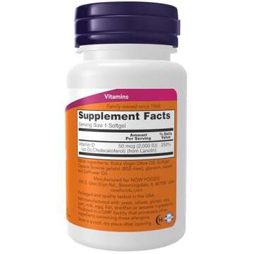 NOW Foods Supplements, Vitamin D-3 2,000 IU, High Potency, Structural Support*, 120 Softgels