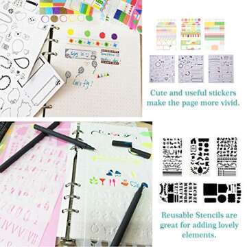 Tebik Dotted Journal Kit with Colored Pens and Accessories