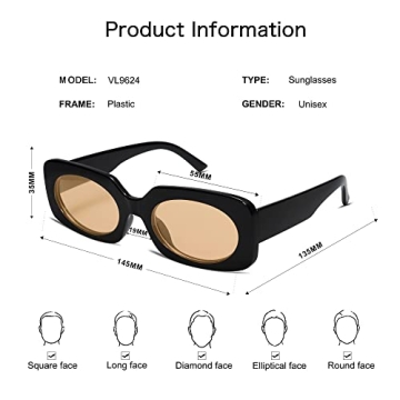 VANLINKER Retro Rectangular Sunglasses with UV400 Protection