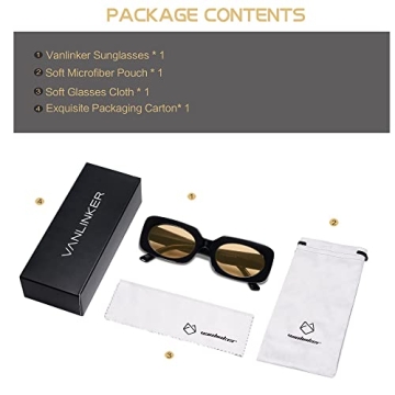 VANLINKER Retro Rectangular Sunglasses with UV400 Protection