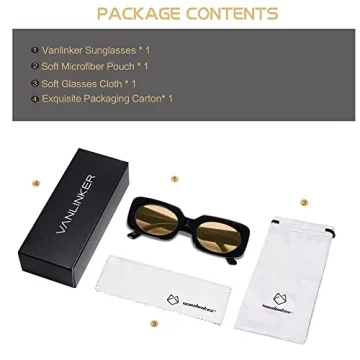 VANLINKER Retro Rectangular Sunglasses with UV400 Protection