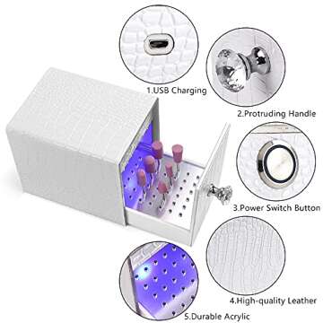 Yokilly Nail Drill Bit Holder,Blue UV Light Box for Grinding Heads Dustproof Stand Displayer Acrylic...