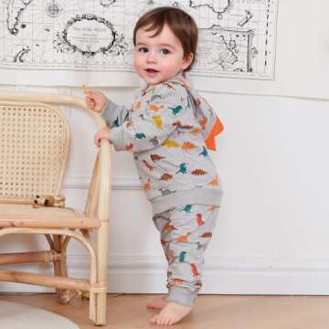 Ursobutegl Toddler Baby Boys Dinosaur Outfits Animal Hoodie Long Sleeve Sweatshirt Tops Jogger Pants...