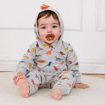 Ursobutegl Toddler Baby Boys Dinosaur Outfits Animal Hoodie Long Sleeve Sweatshirt Tops Jogger Pants Fall Winter Clothes Set (Gray, 2-3 Years)