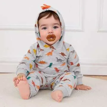 Ursobutegl Toddler Baby Boys Dinosaur Outfits Animal Hoodie Long Sleeve Sweatshirt Tops Jogger Pants Fall Winter Clothes Set (Gray, 2-3 Years)