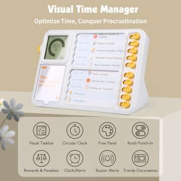 Visual Timer for Kids with Planning Board, ADHD Timer for Kids, Daily Chore Board-Checklist for Autism, Increase Self-Regulation, Silence Timer for Home