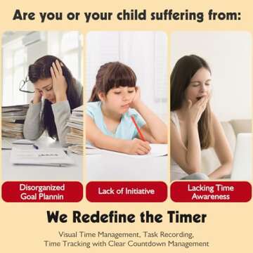 Visual Timer for Kids with Planning Board, ADHD Timer for Kids, Daily Chore Board-Checklist for Autism, Increase Self-Regulation, Silence Timer for Home