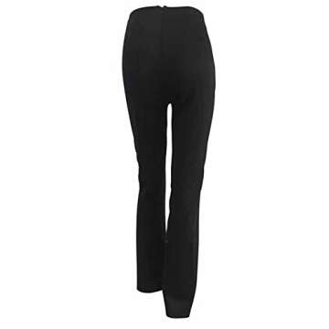 LKOUS Women's Stretchy High Waisted Wide Leg Button-Down Pants (L, 26-BK)