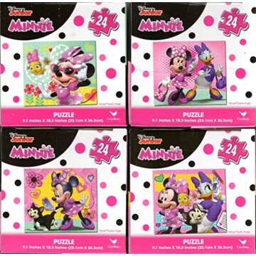 Cardinal Minnie Mouse Bundle of 4 24 Pieces in Cube Shaped Boxes. Gift Set of Puzzles for Girls Ages...