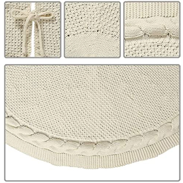 Luxury Sattiyrch Knit Christmas Tree Skirt for 6 Ft Trees