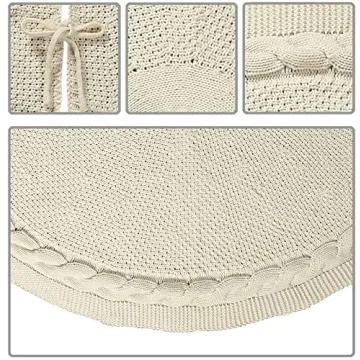 Luxury Sattiyrch Knit Christmas Tree Skirt for 6 Ft Trees