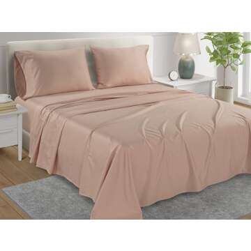 Egyptian Cotton Sheets King Size, 4PC Sateen Weave Pink Bed Sheets, King Size Sheets Set, King Sheets Deep Pocket Fitted Sheet & Pillowcase Sets, Better Than Silk Sheets King Size Bed Set-Sepia Rose