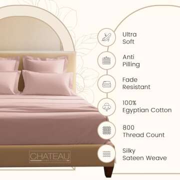 Egyptian Cotton Sheets King Size, 4PC Sateen Weave Pink Bed Sheets, King Size Sheets Set, King Sheets Deep Pocket Fitted Sheet & Pillowcase Sets, Better Than Silk Sheets King Size Bed Set-Sepia Rose