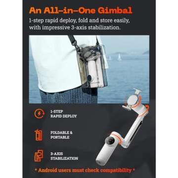 Insta360 Flow Gimbal Stabilizer for Smartphone, Creator Kit - AI-Powered Gimbal, Auto Tracking Phone Stabilizer, 3-Axis Stabilization, Built-in Tripod, Portable & Foldable