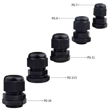 mifengda 35 Packs Cable Glands, Cable Connectors Plastic Nylon Cable Gland Wire Protectors Cable Gland Joints Waterproof Adjustable PG7, PG9, PG11, PG13.5, PG16