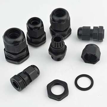 mifengda 35 Packs Cable Glands, Cable Connectors Plastic Nylon Cable Gland Wire Protectors Cable Gland Joints Waterproof Adjustable PG7, PG9, PG11, PG13.5, PG16