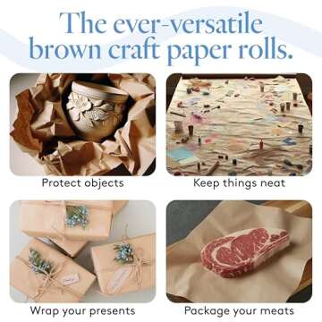 Brown Craft Paper Roll 30 inch Wide, 1800 inch Long, 1 Roll, Jumbo Roll for Eco Friendly Christmas Gift Wrapping Paper and Packing Paper, by Woodpeckers