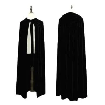 Ruziyoog Medieval Velvet Cloak for Women Wraps Elegant Hooded Wedding Cloak Winter Cape Witch Party Unisex Full Length Robe